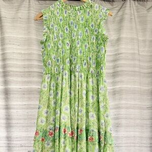 Oliphant Green Floral Ruffled Maxi Skirt